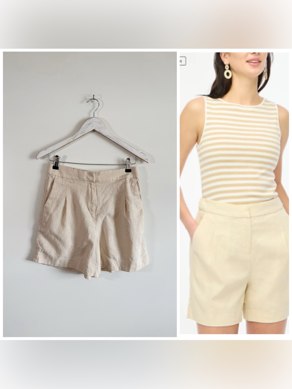 J. CREW Elastic-back Linen-blend Pleated Shorts Dusty Ivory Cream Size 4